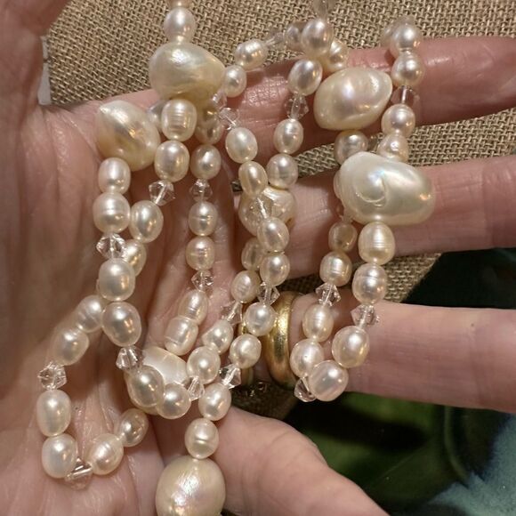 Genuine Freshwater Pearl Lariat Style Necklace & Matching Bracelet (Handcrafted) - Picture 7 of 7
